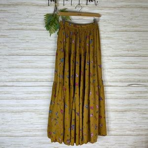 Cactus Flower Boho Cowgirl Tiered Maxi Skirt